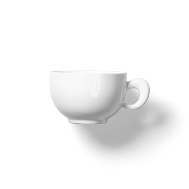 Kahve ya da çay gibi içecekleri servis etmek için ideal, sade beyaz bir seramik bardak..