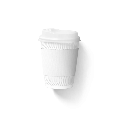 Sıcak içecekler için tasarlanmış kapaklı sade, tek kullanımlık bir kahve fincanı..
