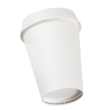 Tipik olarak sıcak ya da soğuk içecekler için kullanılan sade beyaz bir kağıt bardak..