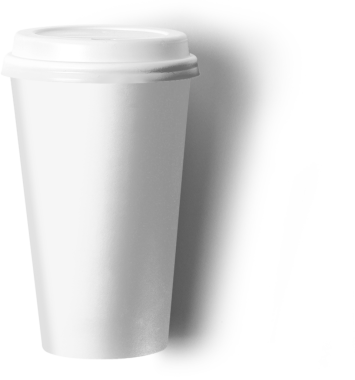 Tipik olarak kahve ya da çay gibi içecekler için kullanılan kapaklı sade, tek kullanımlık bir fincan..