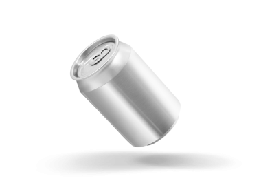 Gümüş bir alüminyum kutu, hafif eğimli, genellikle içecekler için kullanılır..