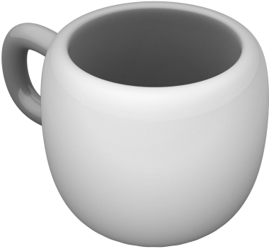 Yuvarlak şekilli, sade bir seramik bardak ve içecek tutmaya uygun bir kulp..