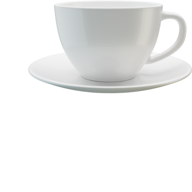 Basit bir beyaz fincan ve çay tabağı, kahve ya da çay gibi sıcak içecekler servis etmek için mükemmel..