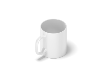 İçecekler için tasarlanmış saplı basit bir beyaz kupa..