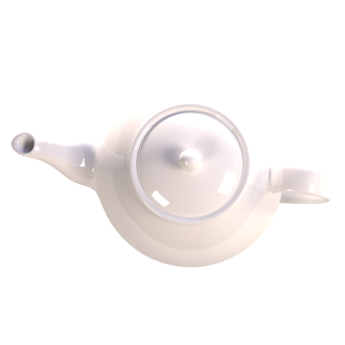 Yukarıdan bakıldığında, çay servisi için tasarlanmış basit beyaz bir çaydanlık..