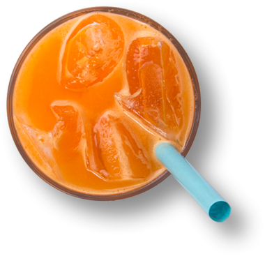 Sıcak bir günde susuzluğu gidermek için mükemmel buzlu ve pipetli ferahlatıcı bir portakal suyu..