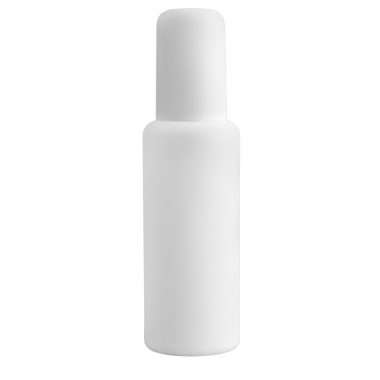 Pürüzsüz bir yüzeyi olan basit bir beyaz sprey şişesi, genellikle parfüm veya temizlik çözeltileri gibi sıvıları depolamak için kullanılır..