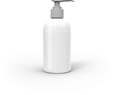 Sade beyaz bir pompa şişesi, genellikle sabun ya da losyon gibi sıvı ürünleri dağıtmak için kullanılır..
