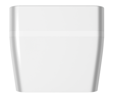 Basit bir beyaz kap, pürüzsüz bir bitiş, muhtemelen depolama veya paketleme amaçları için kullanılır.