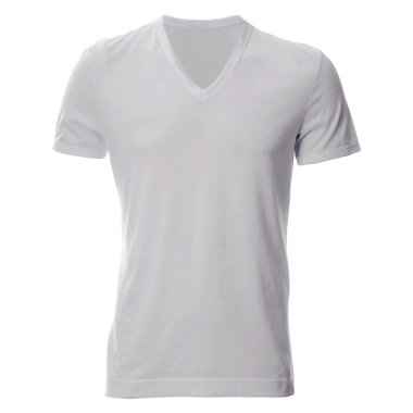 Düz beyaz V yaka tişört, sade ve çok yönlü, gündelik giyim veya katman için uygun..