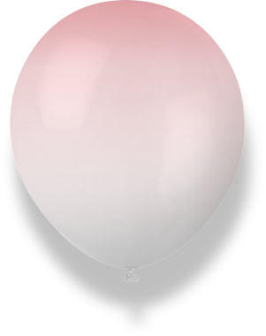 Beyazdan açık pembeye gradyan içeren basit bir balon, genellikle kutlama ve dekorasyon için kullanılır..