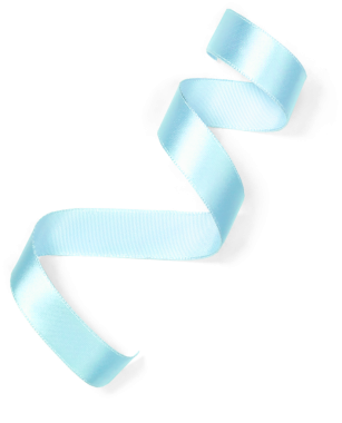 Zarif bir açık mavi kurdele spiral şeklinde bükülmüş, genellikle dekorasyon ve el işi için kullanılır..