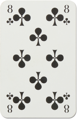 Bu resim, siyah kulüp sembollerinin bir ızgarada dizayn edildiği basit bir tasarım içeren bir sinek sekizlisi gösteriyor..