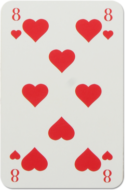 Kupa sekizlinin yer aldığı bir oyun kartı, genellikle çeşitli kart oyunlarında kullanılır..