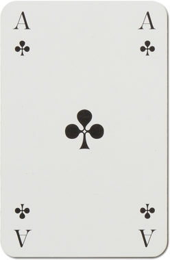 Bu resim, merkezinde takım elbise sembolü olan basit bir tasarım içeren bir Sinek Ası 'nı tasvir eder..