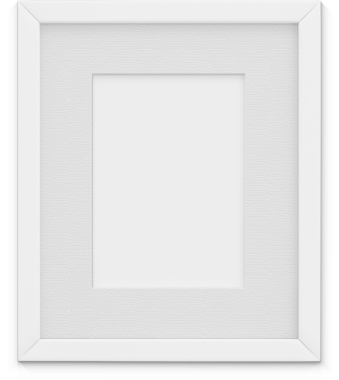 Resim ya da sanat eseri için boş alanı olan basit bir beyaz resim çerçevesi.