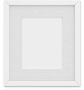 Resim veya fotoğraf için hazırlanmış boş bir beyaz resim çerçevesi.