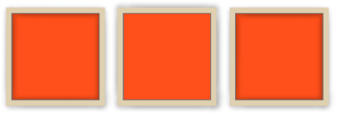 Görüntü, basit ve temiz bir grafik tasarımı yaratan, açık renkli çerçeveli üç turuncu kareye sahiptir..