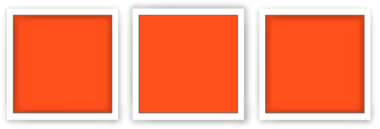 Bu resim beyaz çerçeveli üç özdeş turuncu kareye sahiptir. Basitlik ve renk karşıtlığını vurgular.