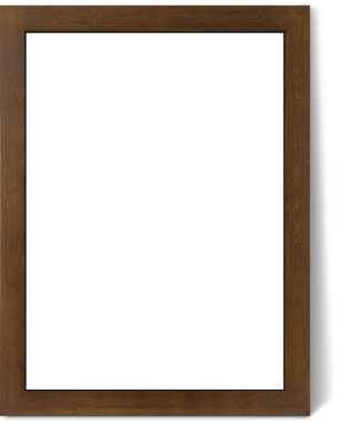 Basit bir tasarımı olan boş bir ahşap çerçeve, resim veya fotoğraf sergilenmeye hazır..