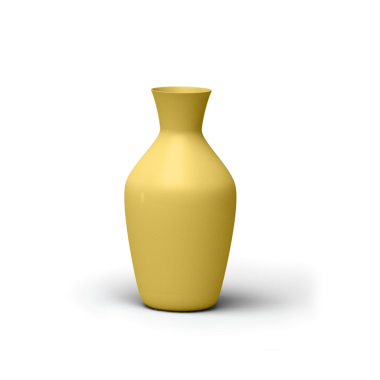 Basit, pürüzsüz yüzeyi olan zarif sarı bir vazo, dekoratif amaçlar için ideal ya da çiçekleri tutmak için..