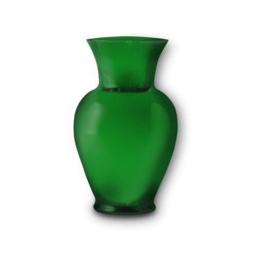 Çiçekleri tutmak için ya da dekoratif bir parça olarak tasarlanmış pürüzsüz bir yüzeyi olan basit yeşil bir vazo..