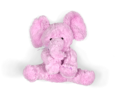 Sarılmak ve oynamak için dizayn edilmiş sevimli pembe bir fil oyuncağı..
