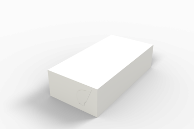 Basit bir beyaz dikdörtgen blok, muhtemelen bir ürünü veya maddeyi minimalist bir tasarımda temsil ediyor..