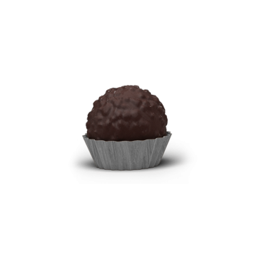 Dekoratif kağıt bardakta çikolatalı trüf, zengin ve hoşgörülü bir tatlı sergiliyor..