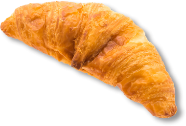 Kahverengi bir kruvasan. Pul pul olmuş. Kahvaltı ya da atıştırmalık için mükemmel..