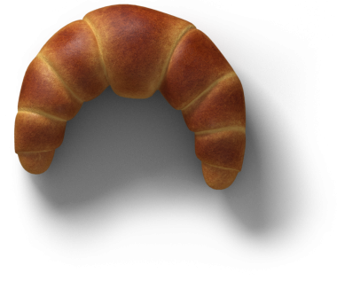 Altın-kahverengi kabuklu bir kruvasan, stilize bir şekilde sunulur..