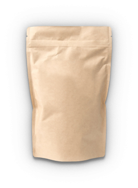 Çeşitli ürünleri paketlemek için tasarlanmış sade ve yeniden mühürlenebilir bir kese kağıdı..