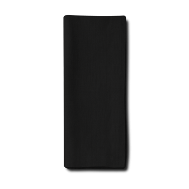 Sade bir siyah kumaş parçası, muhtemelen bir peçete ya da bez, yemek ve dekorasyonda çeşitli kullanımlar için uygun..