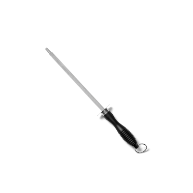 Bıçakların kenarlarını keskinleştirmek için kullanılan siyah saplı bir metal..