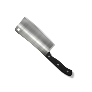 Siyah saplı paslanmaz çelik bir satır, yemek doğramak ve hazırlamak için tasarlandı..