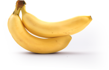 Bir çift olgun muz, canlı sarı renklerini ve doğal kıvrımlarını sergileyerek bir yüzeyde dinleniyor..