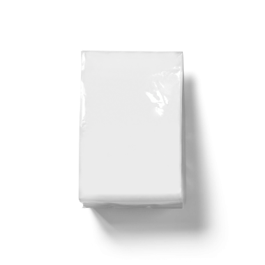 Plastiğe sarılı basit bir beyaz kağıt bloğu, tipik olarak yazdırma veya yazma için kullanılır.