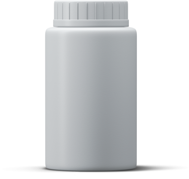 Sivri uçlu kapaklı, sade, beyaz plastik bir şişe. Genellikle ilaç depolamak için kullanılır..