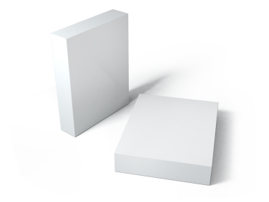 Birleştirilmiş iki boş beyaz kutu, tasarım modelleri veya sunumlar için ideal.