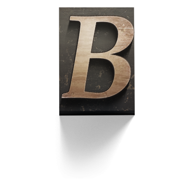 Büyük, metalik bir harf 