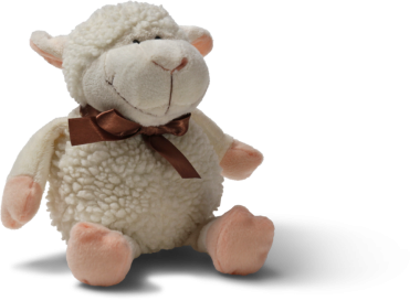 Arkadaşça bir ifadeyle şirin, pelüş bir koyun oyuncağı, rahatlık ve arkadaşlık için mükemmel..