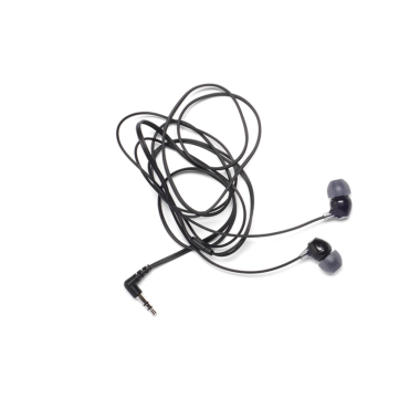 Müzik veya ses dinlemek için tasarlanmış 3.5 mm 'lik kriko takılı siyah bir kulaklık..