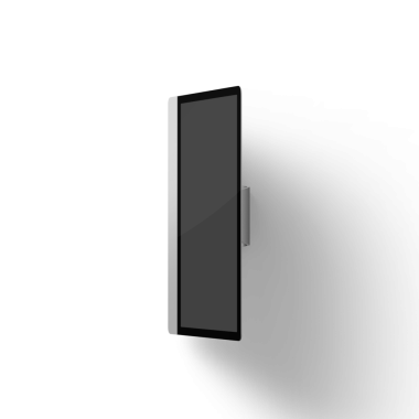 Pürüzsüz, modern akıllı telefon dikey pozisyonda sergileniyor. Minimalist tasarımı ve geniş ekranı sergileniyor..