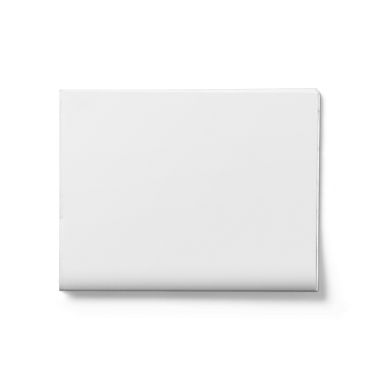 Düz beyaz dikdörtgen bir nesne, muhtemelen bir dizin ya da defter, pürüzsüz bir yüzeyi var ve görünür bir işareti yok..