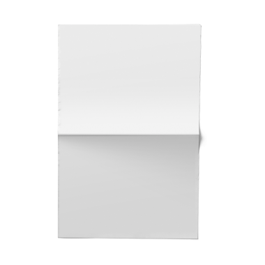 Boş bir kağıt parçası, ikiye katlanmış, temiz, beyaz yüzeyini gösteriyor..
