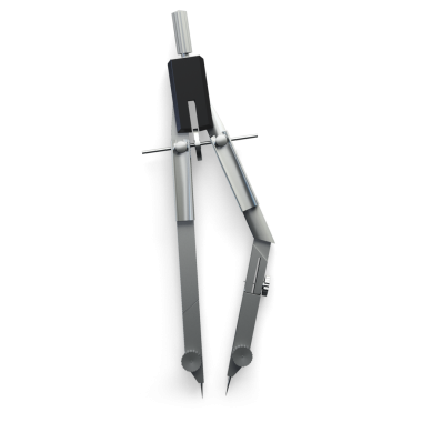 Geometri ve teknik çizimde daireler çizmek ve uzaklıkları ölçmek için kullanılan metalik bir pusula.