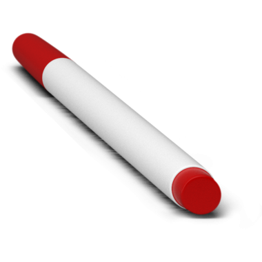 Tipik olarak beyaz tahta ya da kağıda yazı yazmak ya da çizmek için kullanılan kırmızı ve beyaz bir işaret..