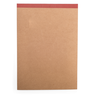 Tipik olarak belgeleri düzenlemek için kullanılan kırmızı üst şeritli düz kahverengi bir kağıt klasörü.