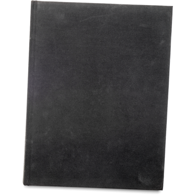 Minimalist bir tasarımı olan sade bir siyah kitap kapağı, bunun bir günlük ya da eskiz kitabı olabileceğini gösteriyor..