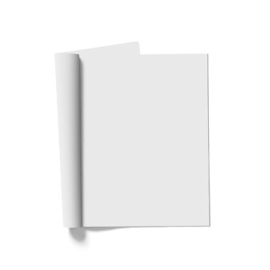 Hafifçe çevrilmiş köşeli boş bir sayfa, yazma ya da çizim potansiyeli olduğunu gösteriyor.